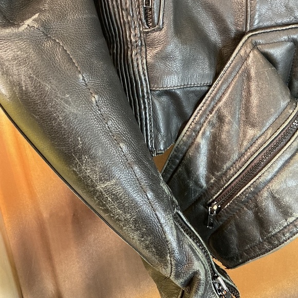 Vintage First Gear Hein Gericke Leather motorcycle jacket with forearm armor - Picture 12 of 16